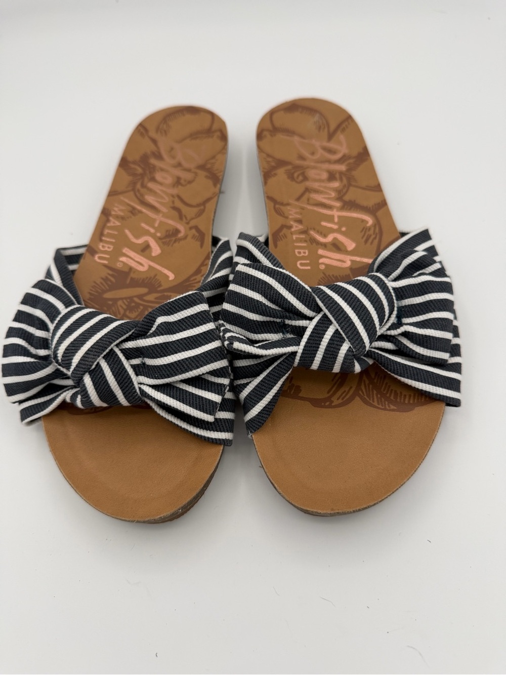 Blowfish Striped Bow Slide Sandals